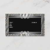 Carte De Visite Diamond Argent Noir Élégant Joyau Zèbre (Dos)