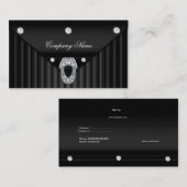 Carte De Visite Diamond Black Metal Look Argent (Devant / Derrière)