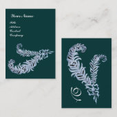 Carte De Visite DIAMOND FEATHERS MONOGRAM, bleu vert (Devant / Derrière)