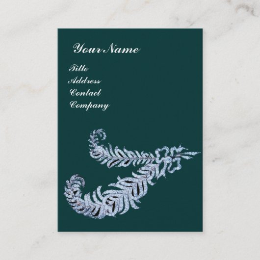 Carte De Visite DIAMOND FEATHERS MONOGRAM, bleu vert (Devant)