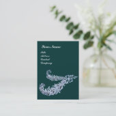 Carte De Visite DIAMOND FEATHERS MONOGRAM, bleu vert (Debout devant)