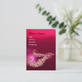 Carte De Visite DIAMOND FEATHERS MONOGRAM rose Fuchsia violet rubi (Debout devant)