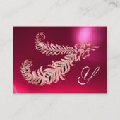 Carte De Visite DIAMOND FEATHERS MONOGRAM rose Fuchsia violet rubi (Dos)