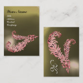 Carte De Visite DIAMOND FEATHERS MONOGRAM Rose Grey Agate (Devant / Derrière)