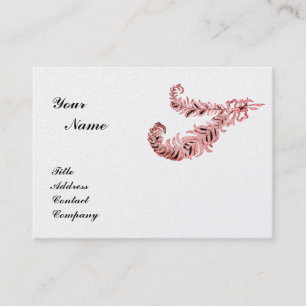Carte De Visite DIAMOND FEATHERS MONOGRAM, rose, or métallique