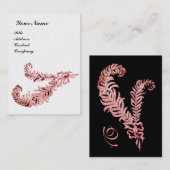 Carte De Visite DIAMOND FEATHERS MONOGRAM, rose, perle (Devant / Derrière)