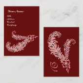 Carte De Visite DIAMOND FEATHERS MONOGRAM, rose, rouge (Devant / Derrière)