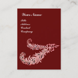 Carte De Visite DIAMOND FEATHERS MONOGRAM, rose, rouge