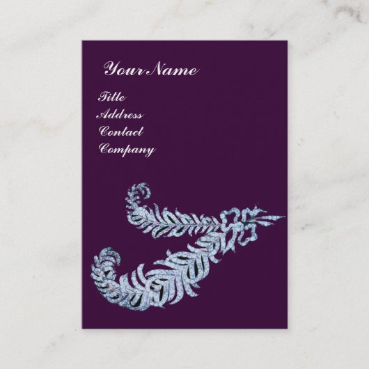 Carte De Visite DIAMOND FEATHERS MONOGRAM, violet (Devant)
