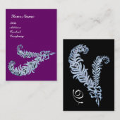 Carte De Visite DIAMOND FEATHERS MONOGRAM, violet, noir, blanc (Devant / Derrière)