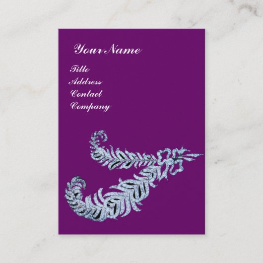 Carte De Visite DIAMOND FEATHERS MONOGRAM, violet, noir, blanc (Devant)