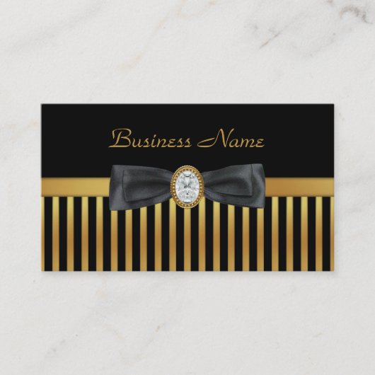 Carte de visite Diamond Gold Black Stripe Bow (Devant)