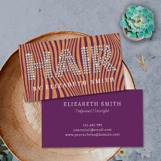 Carte De Visite Diamond Gold Plum Purple Coiffeur Liste d'étoiles