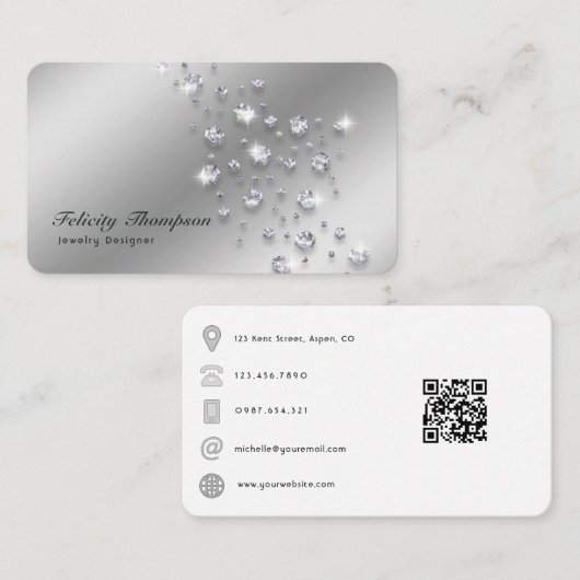 Carte De Visite Diamond Jewelry Designer QR Code (Devant / Derrière)
