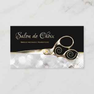 Carte De Visite Diamond Sparkle Salon Coiffeur Or Ciseaux