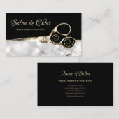 Carte De Visite Diamond Sparkle Salon Coiffeur Or Ciseaux (Devant / Derrière)