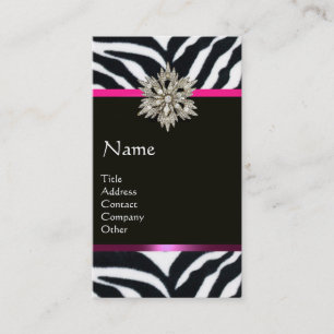 CARTE DE VISITE DIAMOND STAR ROSE BLACK ZEBRA FUR MONOGRAM