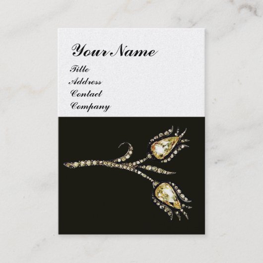 Carte De Visite DIAMOND TULIPS MONOGRAM, Black & White Pearl Paper (Devant)