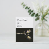 Carte De Visite DIAMOND TULIPS MONOGRAM, Black & White Pearl Paper (Debout devant)
