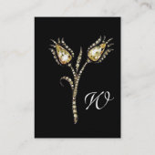 Carte De Visite DIAMOND TULIPS MONOGRAM, Black & White Pearl Paper (Dos)