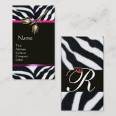 CARTE DE VISITE DIAMOND TULIPS ROSE BLACK ZEBRA FUR MONOGRAM (Devant / Derrière)