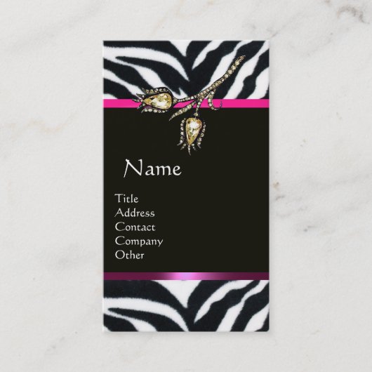 CARTE DE VISITE DIAMOND TULIPS ROSE BLACK ZEBRA FUR MONOGRAM (Devant)