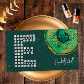 Carte De Visite Diamonds Emerald Agate Lettre E initiale Monogramm