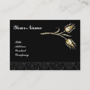 Carte De Visite DIAMONT TULIPS DAMASK MONOGRAM, noir & blanc
