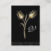 Carte De Visite DIAMONT TULIPS DAMASK MONOGRAM, noir & blanc (Dos)