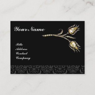 Carte De Visite DIAMONT TULIPS DAMASK MONOGRAM, noir & blanc