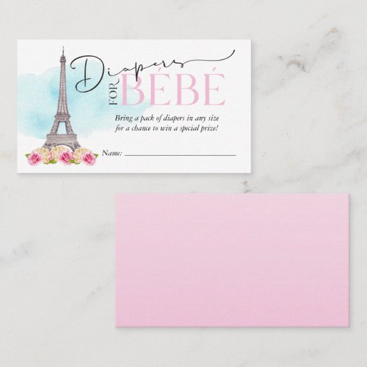 Carte De Visite Diapeurs pour Bébé Diaper Raffin Insérer (Devant / Derrière)