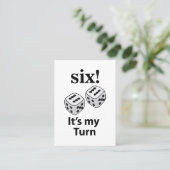 Carte De Visite Dice Rolling Six C'est mon tour Roll Dice (Debout devant)