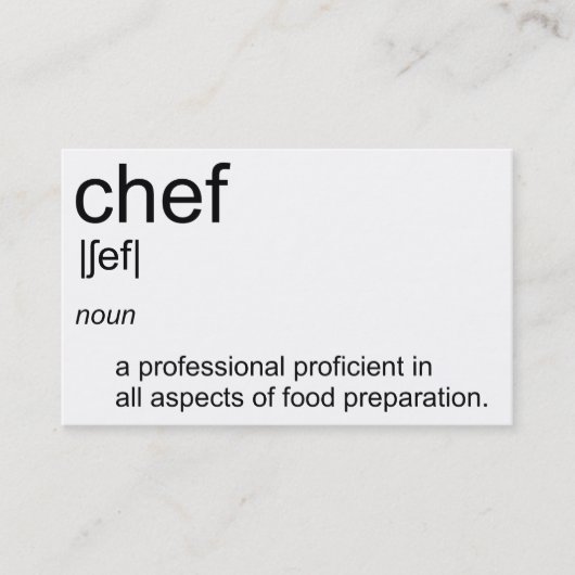 Carte De Visite Dictionnaire de définition CHEF de la conception d (Devant)