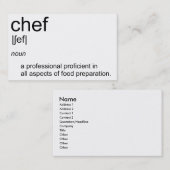 Carte De Visite Dictionnaire de définition CHEF de la conception d (Devant / Derrière)