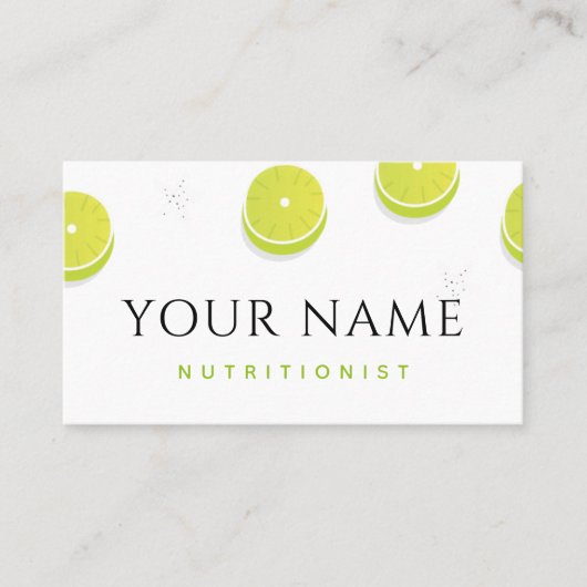 Carte De Visite Diététicienne nutritionniste Lime verte Motif simp (Devant)