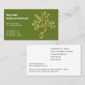 Carte De Visite Diétitien or vert arbre de vie élégant chic (Devant / Derrière)