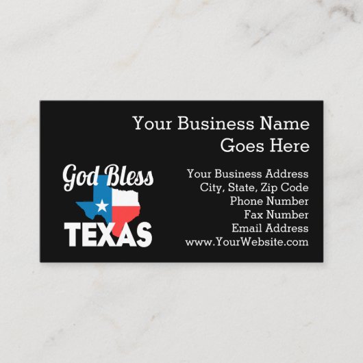 Carte De Visite Dieu bénisse le Texas (Devant)