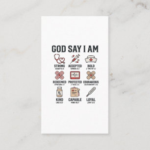 Carte De Visite Dieu dit que je suis infirmière Foi Design de grav