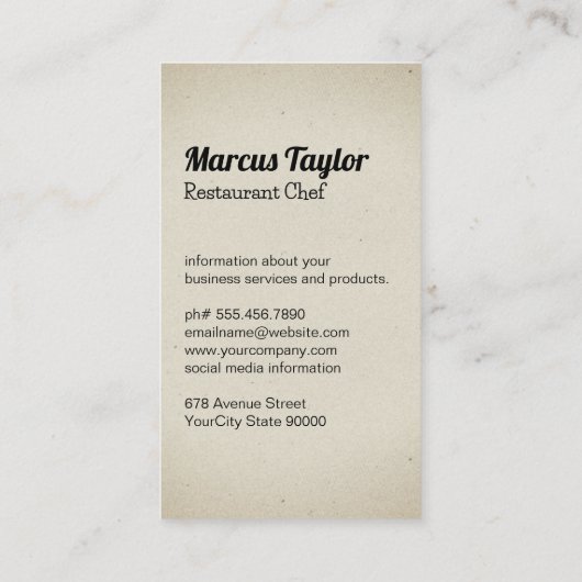 Carte De Visite Différentes Cuisines (Dos)