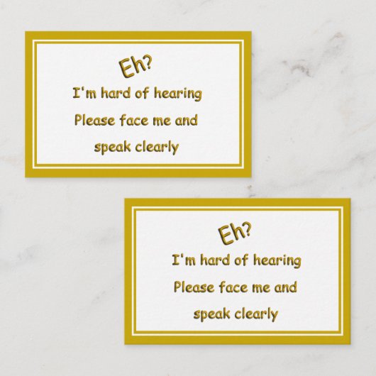 Carte De Visite Difficile à entendre (Devant / Derrière)