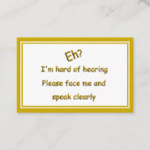 Carte De Visite Difficile à entendre (Devant)