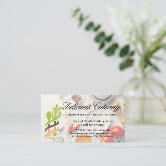 Carte De Visite Diffusion de la nourriture sur la table (Debout devant)