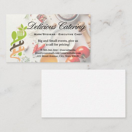 Carte De Visite Diffusion de la nourriture sur la table (Devant / Derrière)