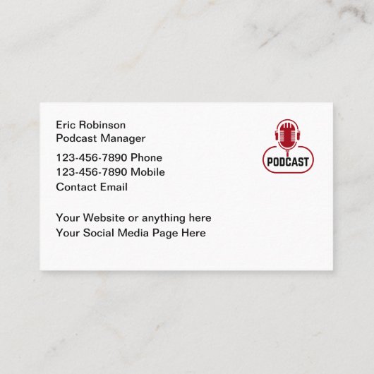 Carte De Visite Diffusion en continu du programme de radio Studio (Dos)