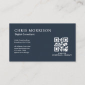 Carte De Visite Digital Consultant Photo QR Code Navy Blue (Dos)