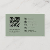 Carte De Visite Digital Marketer Sage Green Logo QR Code  (Devant)