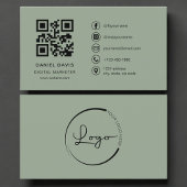 Carte De Visite Digital Marketer Sage Green Logo QR Code
