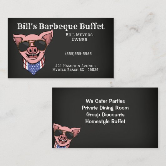 Carte de visite d'illustration de cochon Barbecue  (Devant / Derrière)