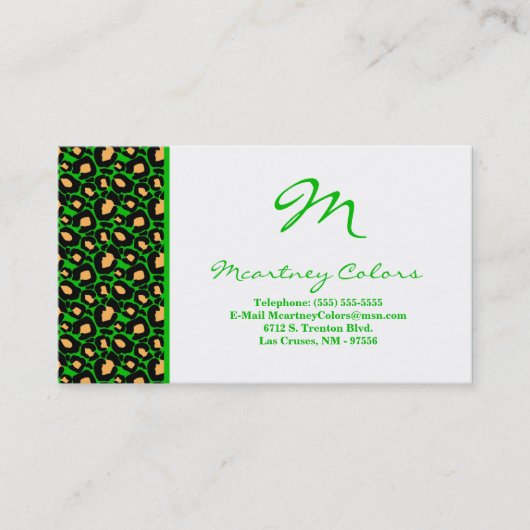 carte de visite d'impression 100 Green Cheetah (Devant)