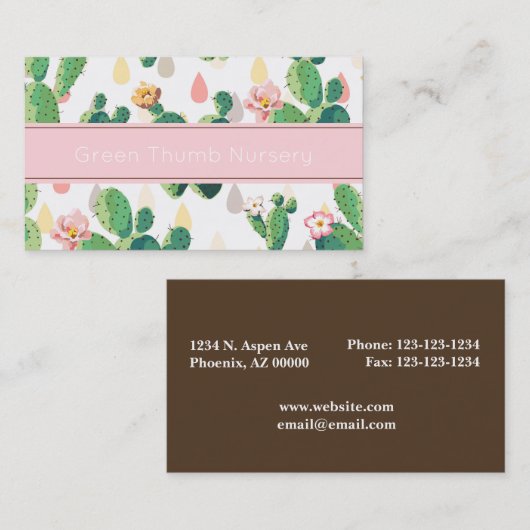 Carte de visite d'impression de cactus (Devant / Derrière)